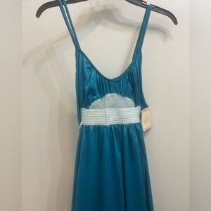 NWT Deadstock Vintage 80s Teal Slip Dress Val Mode Nightgown Women's M